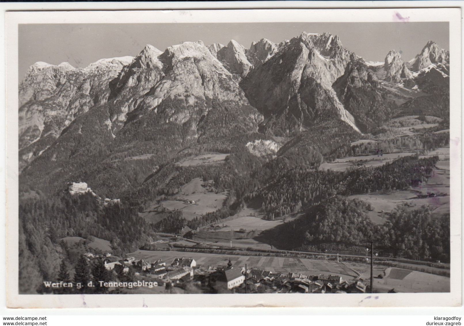 Werfen & Tennengebirge old postcard travelled 1940 Werfen Pmk b170815