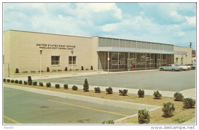 Wheeling West Virginia, Post Office Modern Architecture, Auto, c1950s/60s Vintage Postcard