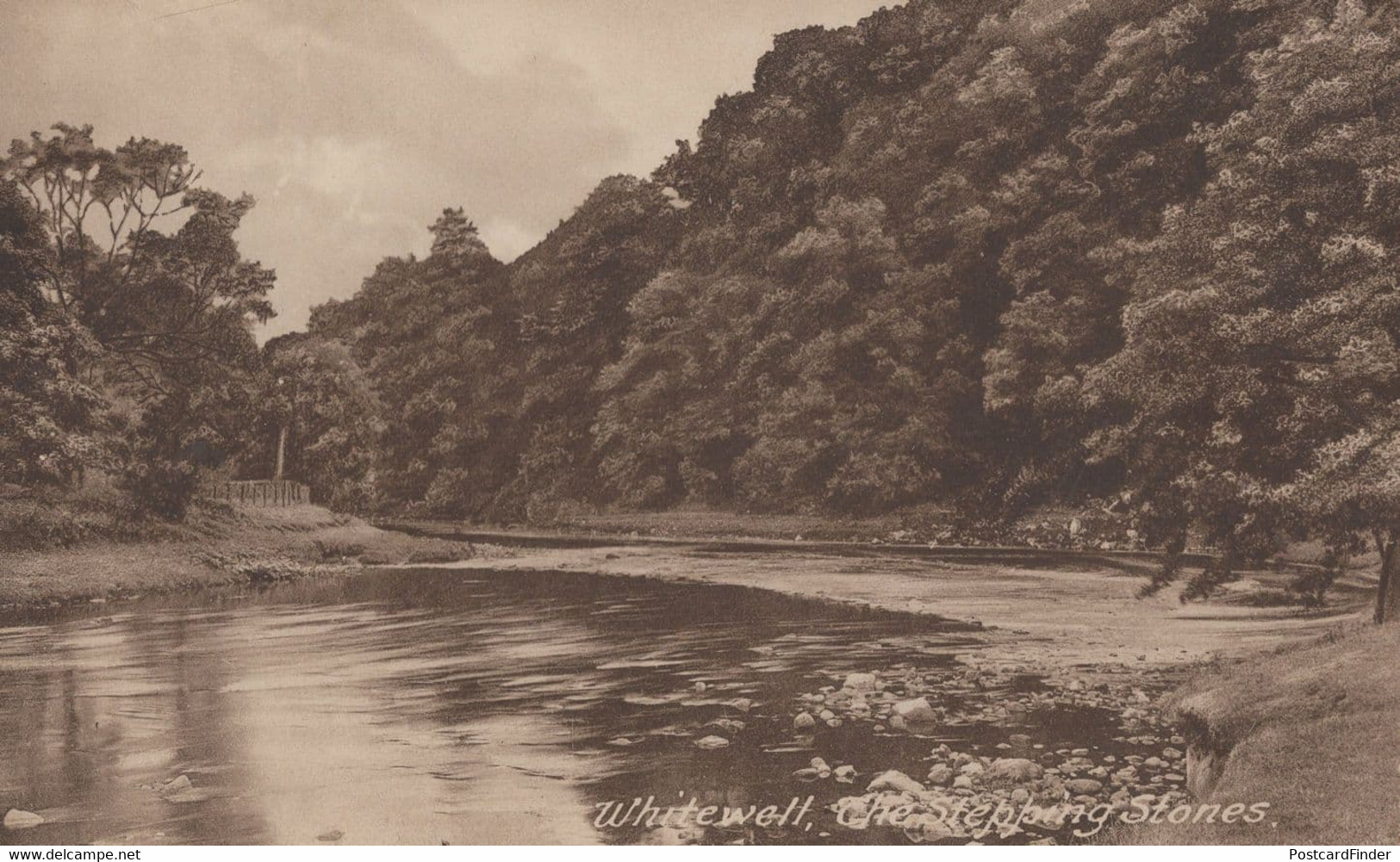 Whitewell Stepping Stones Lancashire River Antique Postcard