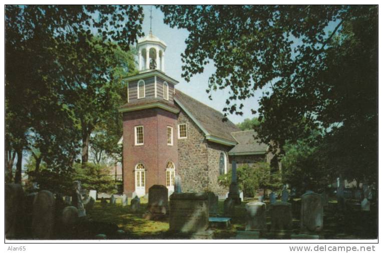 Wilmington DE Delaware, Old Swedes Church, Cemetery Graveyard, c1950s/60s Vintage Postcard