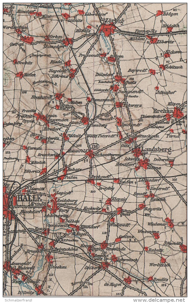 Wona Karte Blatt 716 Halle Landsberg Brehna Zörbig Döllnitz Gröbers Wiedemar Grosskugel Brachstedt Werben Niemberg