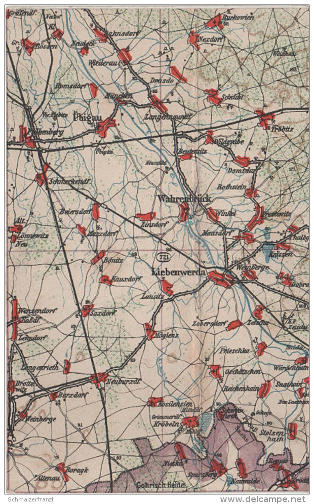 Wona Karte Blatt 721 Liebenwerda Falkenberg Wahrenbrück Übigau Gröditz Saxdorf Neuburxdorf Brottewitz Zinsdorf Zeischa