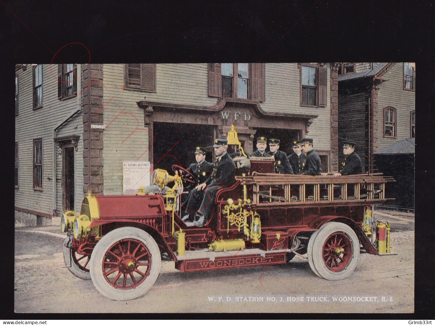 Woonsocket - Woonsocket Fire Department Station No. 3 - Hose Truck - postkaart