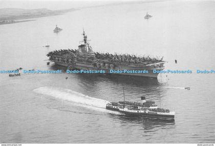 D014778 United States Aircraft Carrier Midway and Paddle Steamer Caledonia. Harr