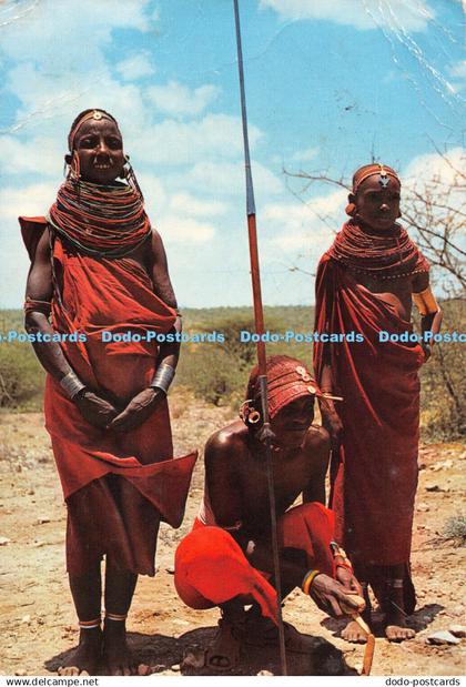 D106248 Samburu Tribesmen. Kenya. Dino Sassi. Kenya Stationers. Kensta. 1974