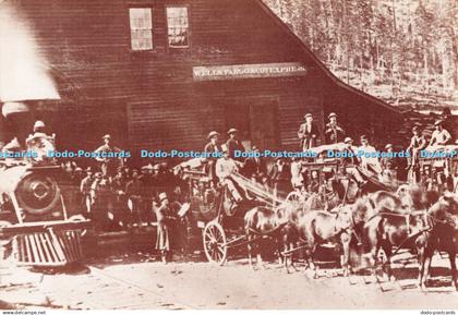 D107241 Stagecoaches Meeting the Central Pacific Railroad. Cisco. Wells Fargo Hi