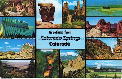 D176539 Greetings From Colorado Springs Colorado. Balanced Rock. Montezuma Castl