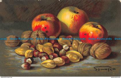 R076156 Apples. Nuts. Painting. Proprieta Artistica Riservata. Postcard