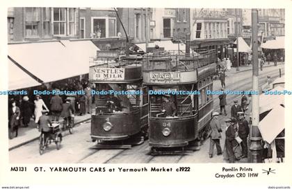 R246999 GT Yarmouth Cars at Yarmouth Market Pamlin Prints Postcard 1922