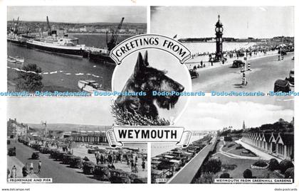 R315807 Greetings from Weymouth The St Patrick in Weymouth Harbour Clock Tower a