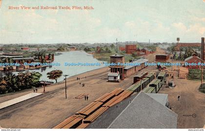 R340679 Flint Misch River View and Railroad Yards Valentine 1911