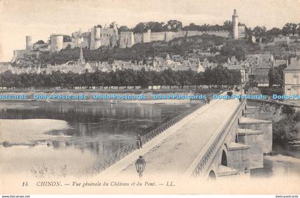 R467997 Chinon Vue generale du Chateau et du Pont LL 14