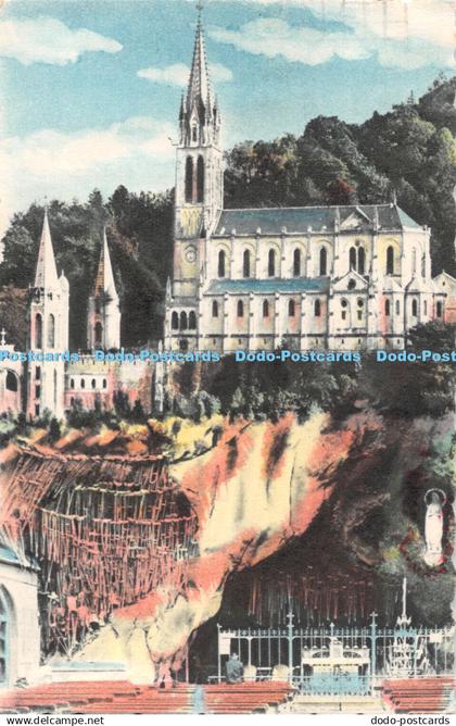 R487194 Lourdes The Grotto and the Basilica Midi Pyrenees Pau 1954