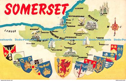 R494822 Somerset Map WHS 4898 Scenic Map of Somerset Plastichrome Colourpicture