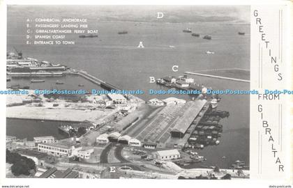 R618980 Greetings from Gibraltar Commercial Anchorage Passengers Landing Pier Fe