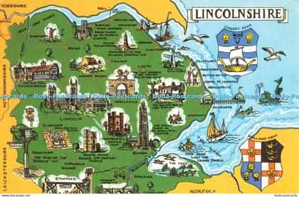 R680711 Lincolnshire. Map. Postcard