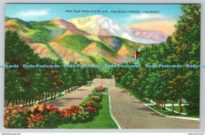 R744438 Pikes Peak from Platte Ave Colorado Springs Colorado Elmer C Clark Denve