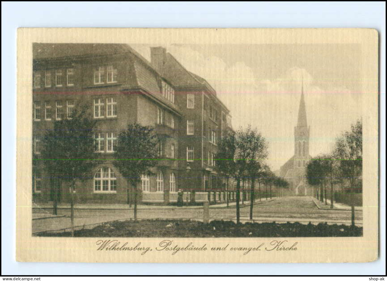 XX006795/ Hamburg Wilhelmsburg Postgebäude und KIrche AK 1914