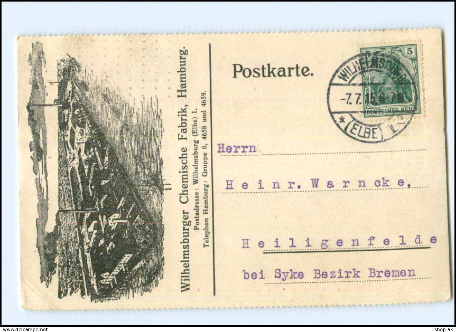 Y18723/ Hamburg Wilhelmsburg Chemische Fabrik AK 1915