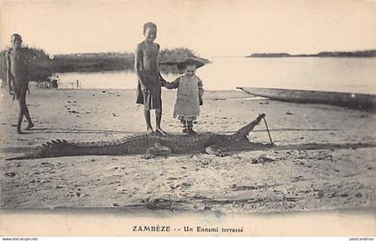 Zambia - Crocodile shot down on the Zambezi river - Publ. unknown