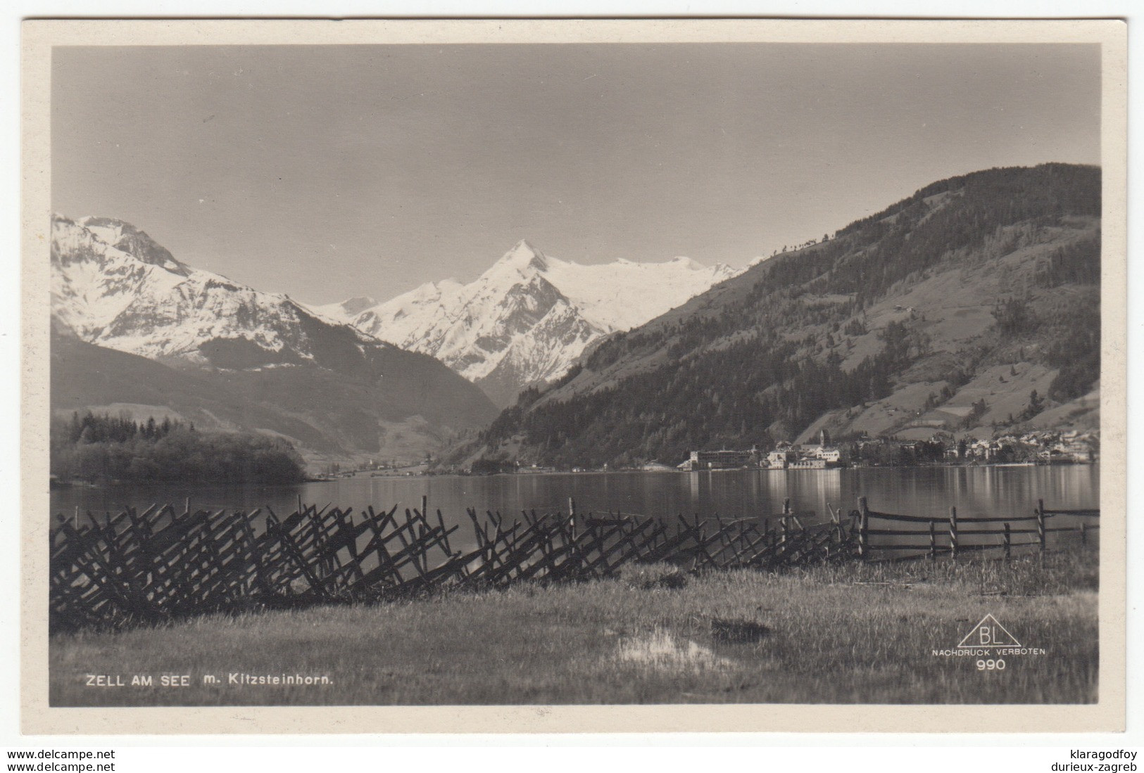 Zell am See mit Kitzsteinhorn old postcard travelled 1927 Zell am See Pmk b170620