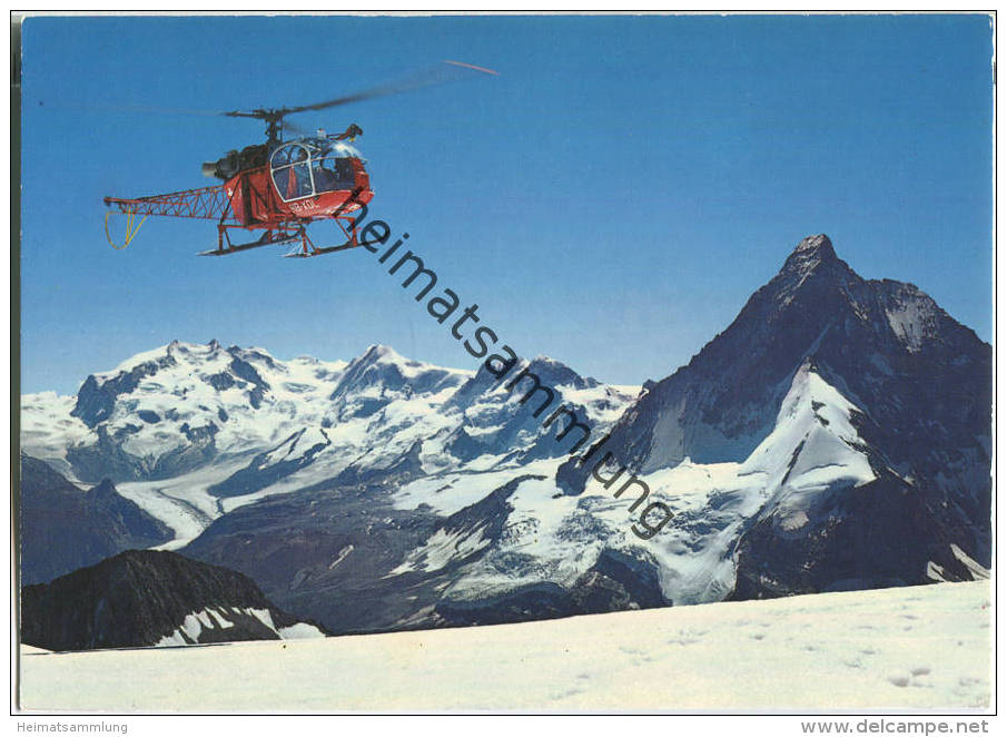 Zermatt - Helikopter der Air-Zermatt - Ansichtskarte Großformat