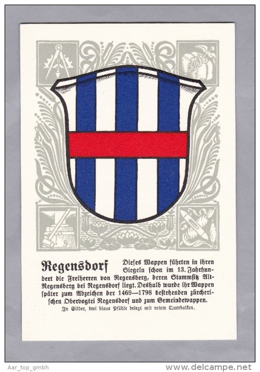 ZH REGENSDORF Zürcher Gemeindewappen ungebraucht