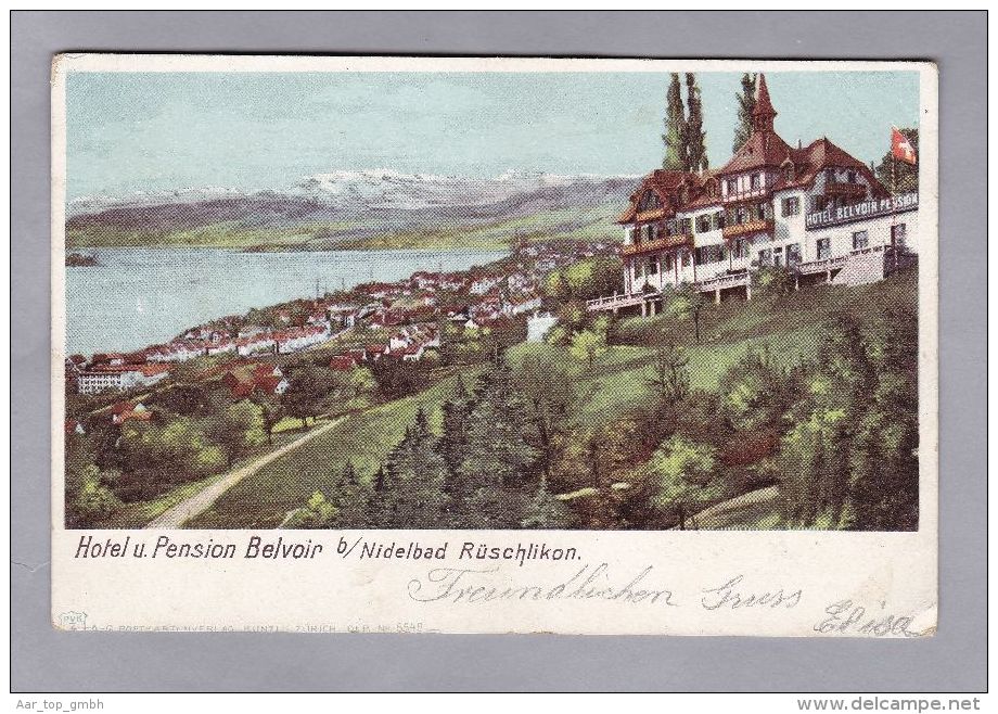 ZH Rüschlikon 1902.IV.27. Rüschlikon  Hotel und Pension Belvoir b. Niedelbad Foto Künzli