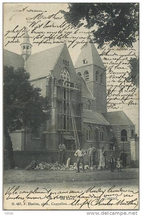 Zoersel :  De kerk  (  HOELEN  467 )  geschreven 1905 met zegel