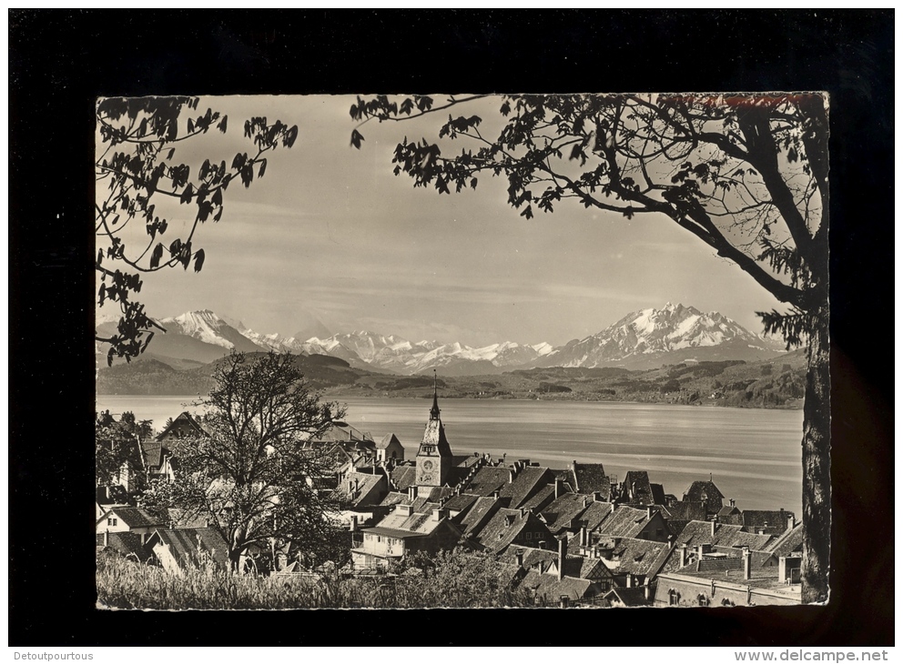 ZUG ALT STADT ( ZG ZOUG ) vom Guggi aus mit Risch Zugersee Berner Alpen & Pilatus  1961