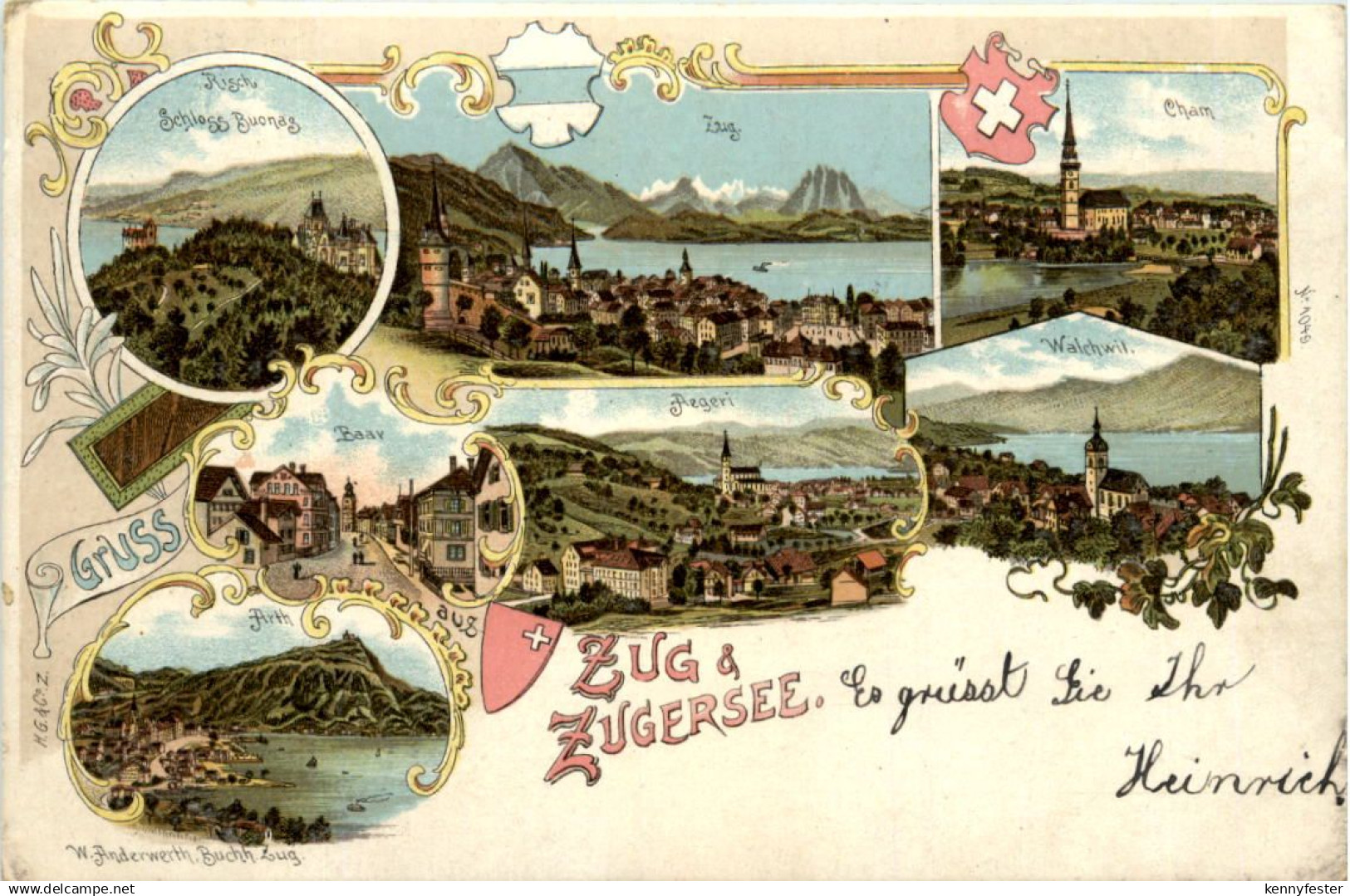 Zug und Zugersee - Litho