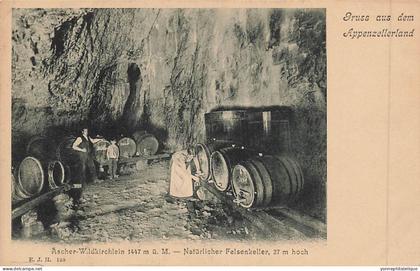 TOP - SUISSE - AR - APPENZELL -GRUSS - Ascher-Wildkirchlein - thème VIN - natürlicher Felsenkeller, 27 m hoch (Sui-01)