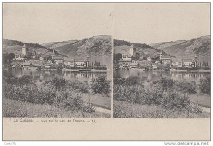 Suisse - Carte Stéréoscopique - Vue sur le Lac de Thoune