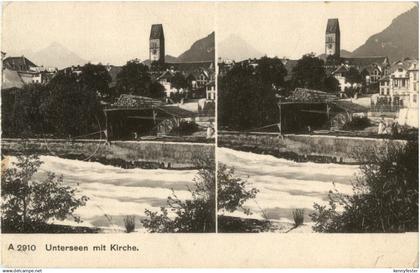 Unterseen mit Kirche - Stereokarte