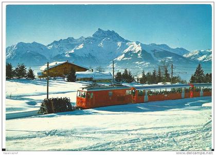 R :  suisse : VILLARS  - CHESIERES   (   le  train  villars- col de  bretaye  et  vue )