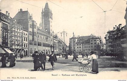 Schweiz - Basel - Rathaus mit Marktplatz - Verlag E. Link 134