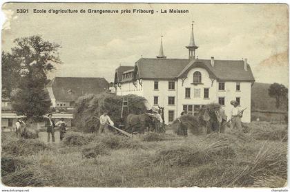 Ecole d'Agriculture de Grangeneuve près Fribourg - La Moisson - Animée Attelage Récolte Paysans - CAD Posieux (Suisse)