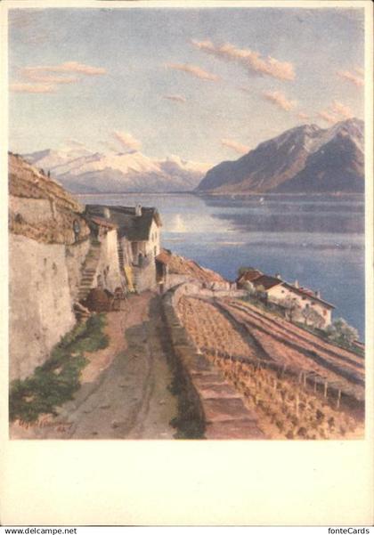 11377672 Genfersee Lac leman Kuenstlerkarte Alfred Chavannes Genfersee Lac Leman