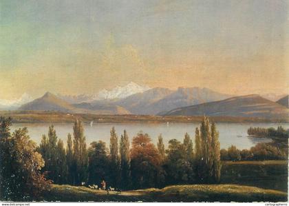 Switzerland Le Lac  et le Mont Blanc paysage naturel depuis Pregny Ecole Genvoise vers 1830