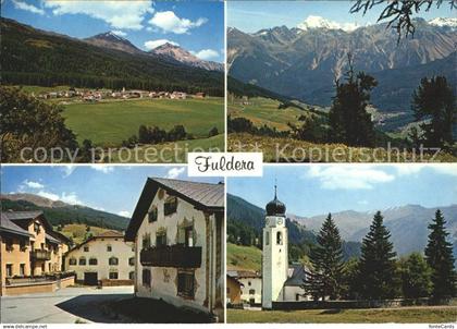 12004597 Fuldera Panorama Piz d Aint Dorfplatz Hotel Sternen Kirche