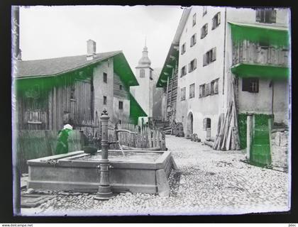 Ancienne photo négatif sur plaque de verre Splugen Sufers Andeer ou Rheinwald Suisse Les Grisons alte Foto 1911 schweiz