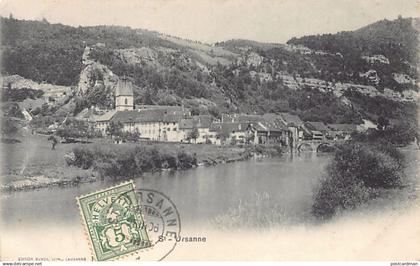 Suisse - Saint-Ursanne (JU) Vue générale - Ed. Burgy, Lith.