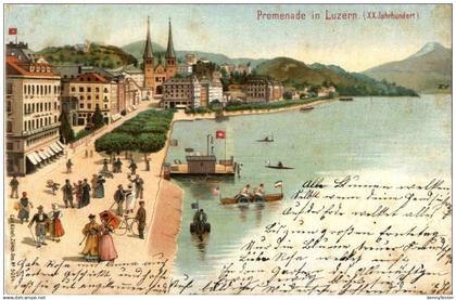 Luzern - Promenade in Luzern - Litho