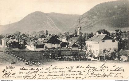 SUISSE - Môtiers - Village - Eglise - Montagne - P. Koch & Co. - Griffe Môtiers  - Carte postale ancienne