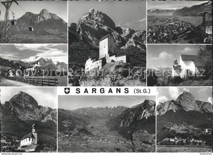 11666233 Sargans Seilbahn Schloss Sargans Kirche Panorama Sargans