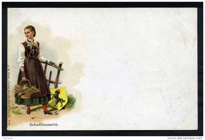 SUISSE - SH Schaffhouse - Schaffhauserin - TRÈS BELLE LITHO - Edit. Künzli - CARTE PRÉCURSEUR de 1903