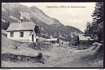 1917 gelaufene AK: Käppeliberg ob Riemenstalden, gestempelt SISIKON und RIEMENSTALDEN. Letztere Stabstempel