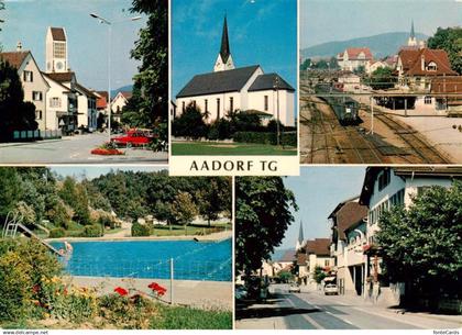 13875954 Aadorf TG Ortspartie Kirche Bahnhof Schwimmbad Strassenpartie