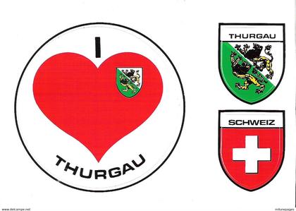 SUISSE TG SCHWEIZ Blason Ecusson Autocollant I Love THURGAU Canton de Thurgovie