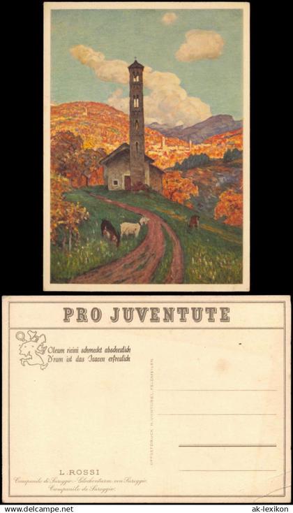 Ansichtskarte Sureggio Capriasca PRO JUVENTUTE Glockenturm Künstlerkarte 1928